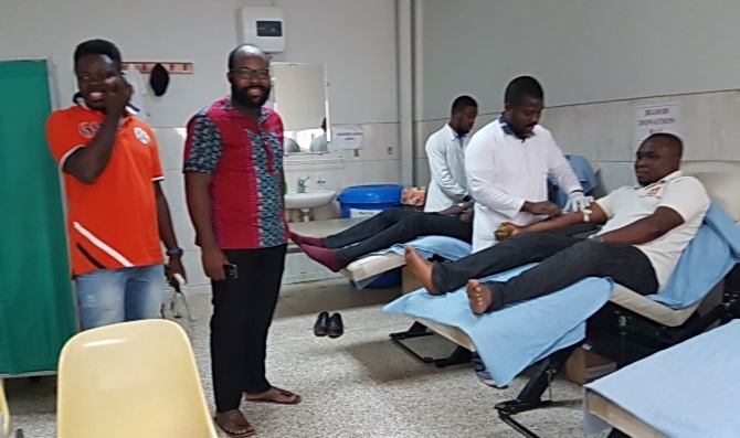 Some of the volunteers donating blood at the 37 Hospital in Accra