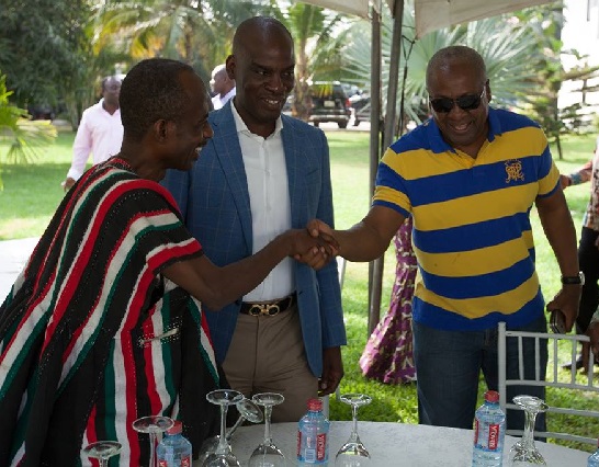 President John Mahama exchanging pleasantries with Asiedu Nketiah while Haruna Iddrisu looks on