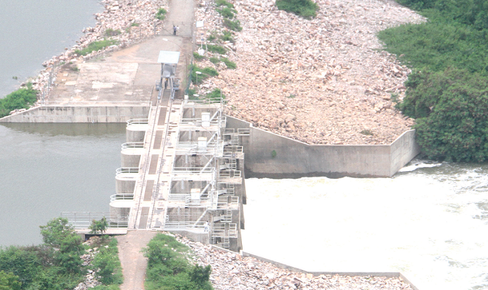 An aerial view of the Weija Dam