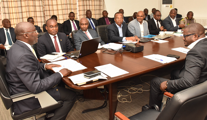  Dr Mahamudu Bawumia (left), Vice-President, leading the consultative meeting on the implementation of the National ID