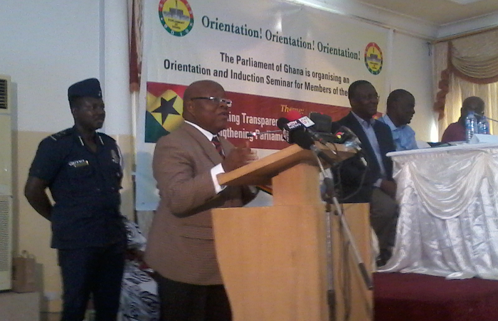 Prof. Mike Oquaye speaking at the seminar