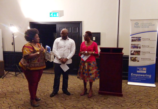 The President of the Governing Council of United Way Ghana, Ms Adiki O. Ayitevie (left), former Executive Director, Mr Worlanyo Ocloo (middle), With them is Mrs Mansah Nettey, a member of the governing council