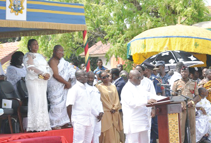 President Akufo-Addo delivering his message at the thanksgiving service at kyebi