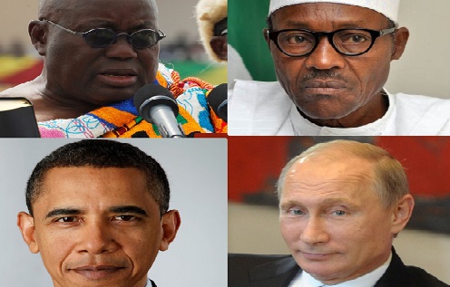 Akufo-Addo, Muhammudu Buhari, Barack Obama and Vladimir Putin.