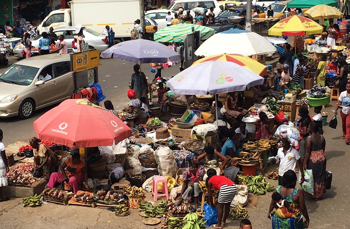 Some traders selling at unauthorised areas of the Takoradi Market Circle