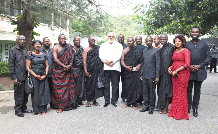 • Former President Rawlings (middle) with the family of the late J. H. Owusu-Acheampong