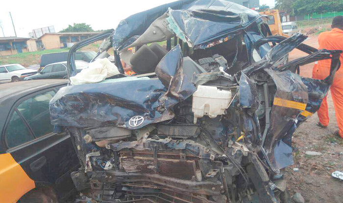 • The car on which Mr Dzifa was travelling after the accident.