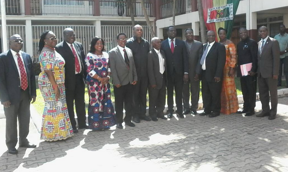 Dr Matthew Opoku Prempeh (middle) with the members of the governing board of the National Accreditation Board