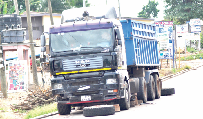   A broken-down tipper truck at  Ahinsan Estate in Kumasi  Picture: EMMANUEL BAAH