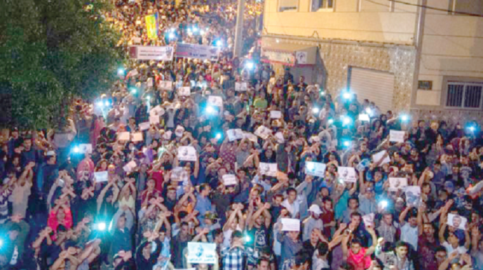 Protesters in al-Hoceima held aloft pictures of Nasser Zefzafi