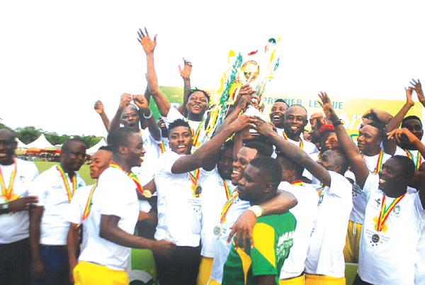  We are the champions! Aduana players lift the GPL trophy