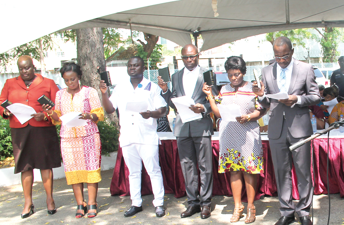 The executive members of the GJA taking the oath of office Pictures: EDNA ADU-SERWAA