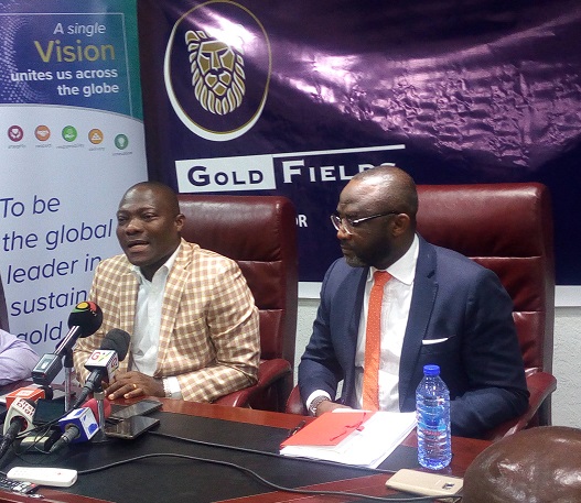 Mr Alfred Baku addressing the press conference, with him is the President of the PGAGhana, Anthony Kwame Mintah.