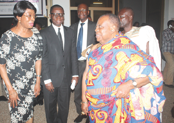  Ms Justice Sophia Akuffo (left), in an interaction with Dr Samuel K.B. Asante (Nana Susubribi Krobea Asante), Paramount Chief of Asante Asokore and Chairman of the Ghana Arbitration Centre. Picture: Maxwell Ocloo 