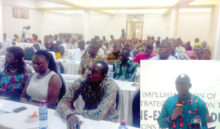 Participants in the workshop. INSET: Mr Eric Amoako Twum addressing the participants