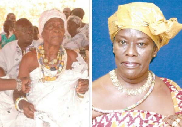 Nana Yaa Anamah II, Asuomhemaa (left) and Her Royal Majesty Nana  Adutwumwaa Dokua, Okyenhemaa