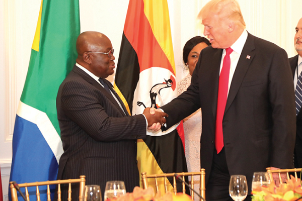 President Akufo-Addo exchanging pleasantries with President Donald Trump