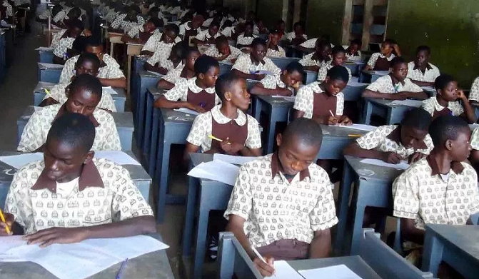Students writing exams