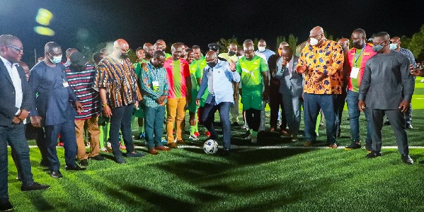 The Vice - President Dr Mahamudu Bawumia launched the Adjiriganor artificial turf in Accra