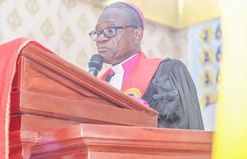 Rev. Prof. Joseph M.Y. Edusa-Eyison, Bishop of Northern Accra Diocese of the Methodist Church Ghana, addressing the clergy