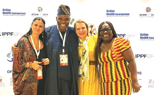 Ezter Kismodi (left), Executive Director, Sexual and Reprodutive Health Matters, Dr Uwemedimo Uko (2nd from left), convenor of the Africa Sexual and Reproductive Health Conference, Dr Elna Rudolf (2nd from right), President, World Association of Sexual Health, and Nana Oye Bampoe Addo (right), a human rights lawyer from Ghana, at the 11th Conference on Sexual and Reproductive Health Rights in Rabat, Morocco