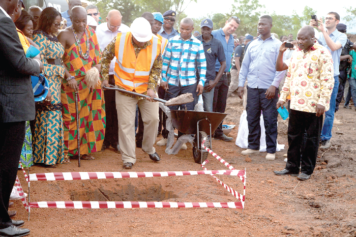 President Mahama breaking the ground for construction of the Ho Airport to begin