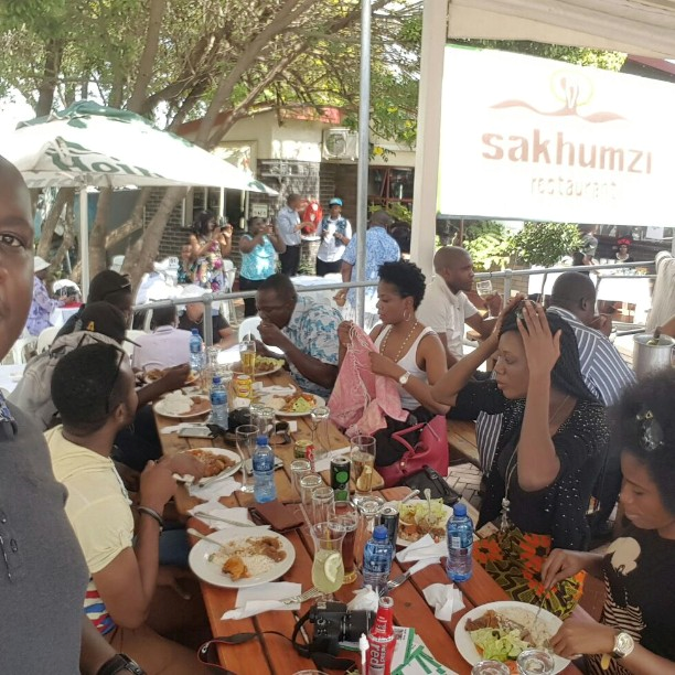 The team having lunch at the Sakhumzi Restaurant close to Nelson Mandela s house on Vilakazi Street  Orlando West  SOWETO