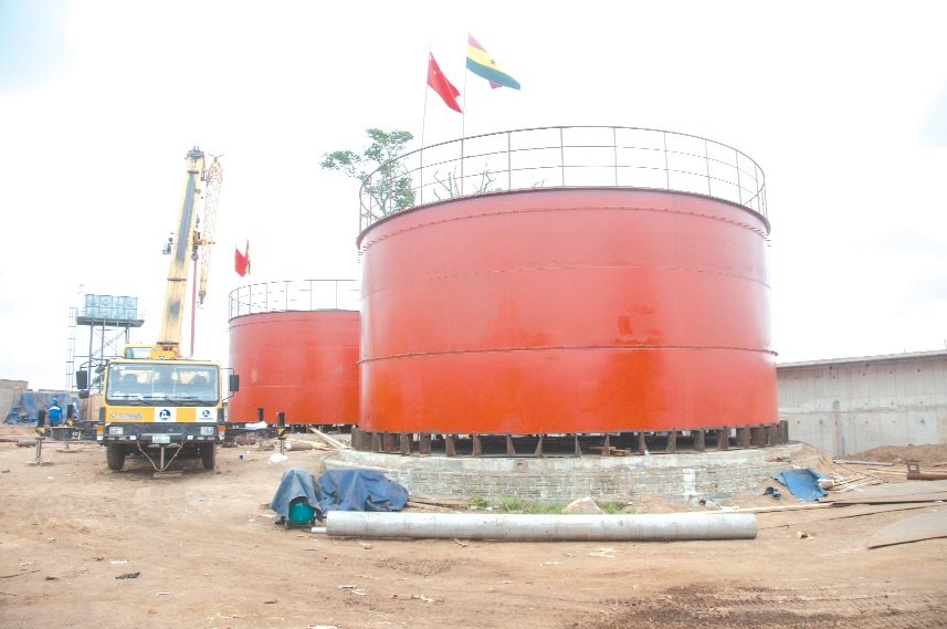 The Upflow Anaerobic Sludge Blanket Tanks still under construction at the Adjen Kotoku site