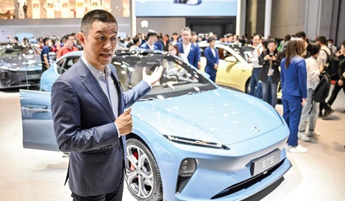 William Li, the CEO of Chinese EV maker Nio, at the Shanghai auto show