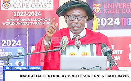 Professor Ernest Kofi Davis, Professor of Mathematics Education at the UCC, delivering his inaugural lecture