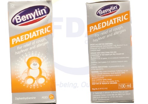 The contaminated Benylin Paediatric 100MLS Syrup, LOT No 329304