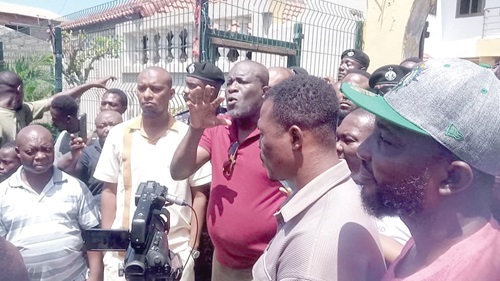 FLASHBACK: Daniel Titus Glover (arrowed), Greater Accra Regional Minister designate, addressing the youth after a meeting with the Tema Traditional Council