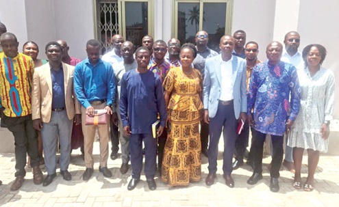 Benjamin Arthur (3rd from right), CEO, Fair Wages and Salaries Commission, with some journalists and officers of the commission