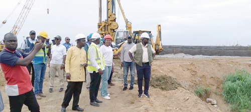 Asenso-Boakye inspecting works on the Okyereko section of the Kasoa-Winneba road project