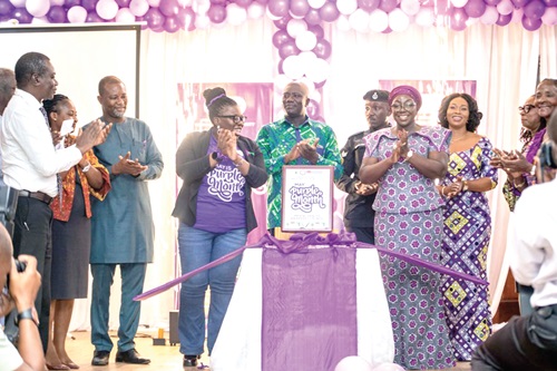 Pinaman Appau (left), Chief Executive Officer of MHA, with Lady Julia Osei Tutu (2nd from right) and some officials at the launch of the Purple Month Mental Health Awareness Campaign