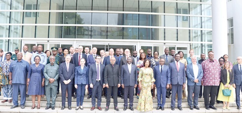 Vice-President Dr Mahamudu Bawumia (6th from right) and Irchad Razaaly (6th from left), Head of the EU delegation to Ghana, with other dignitaries at the event