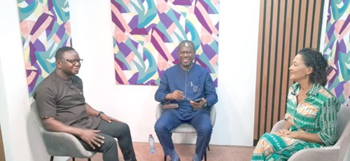  Joseph Boahen Aidoo (middle), CEO, Ghana Cocoa Board, and Edward Kareweh (left), General Secretary, Ghana Agricultural Workers’ Union, in a discussion with Dede Amanor-Wilks, host of Graphic Online’s YouTube programme, Your Ghana, My Ghana