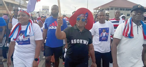 Patricia Appiagyei (middle), MP for Asokwa, leading the walk