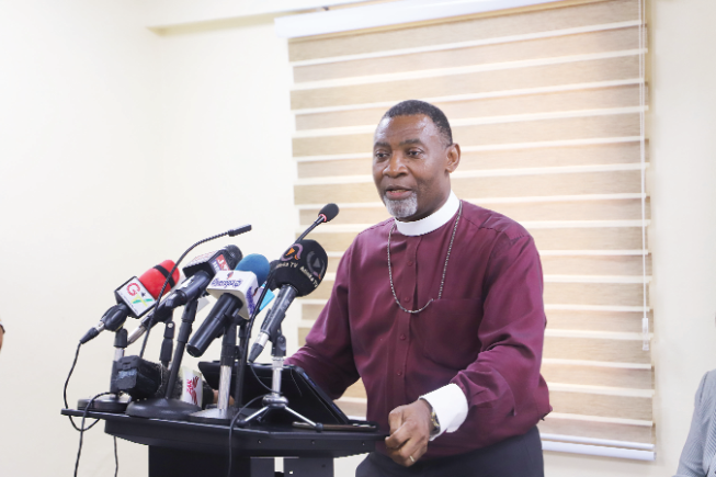 Rev. Dr Lawrence Tetteh, a world renowned evangelist, addressing participants in the media briefing. Picture: EDNA SALVO-KOTEY
