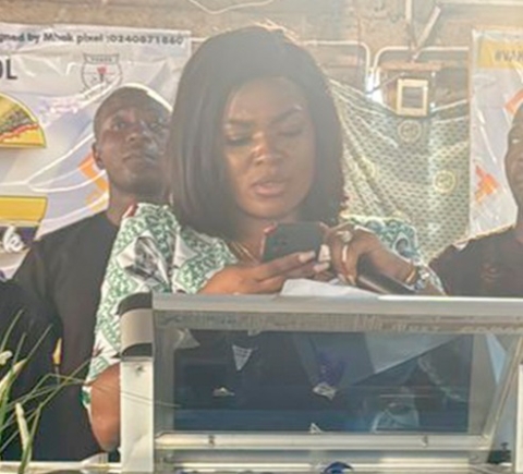  Joycelyn Tetteh (inset), MP for North Dayi, addressing the students