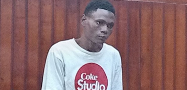 Mohammed Mwarandu Kombe when he appeared before a Mombasa Court on May 8, 2024. Kombe has been jailed for 30 years for splashing acid on his girlfriend for rejecting him.