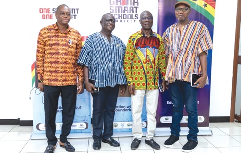 Kwabena Amankwah Asiema (3rd from right), Chairman of the committee, together with Dr Clement Apaak (right), Deputy Ranking Member, Nortsu-Kotoe (2nd from right), Ranking Member, and Dr. Kingsley Nyarko, a Deputy Minister designate and committee member, after the field visit.
