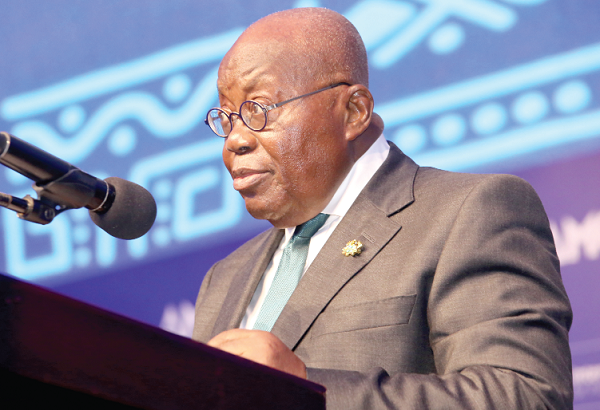 President Akufo-Addo delivering a speech at the closing ceremony of the African Media Convention in Accra. Picture: SAMUEL TEI ADANO