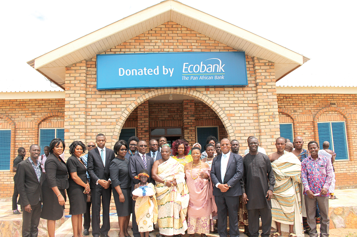 Executive members of Ecobank Ghana, with  staff of the Hope Village School and the rulers of the Gomoa-Fetteh Traditional Area