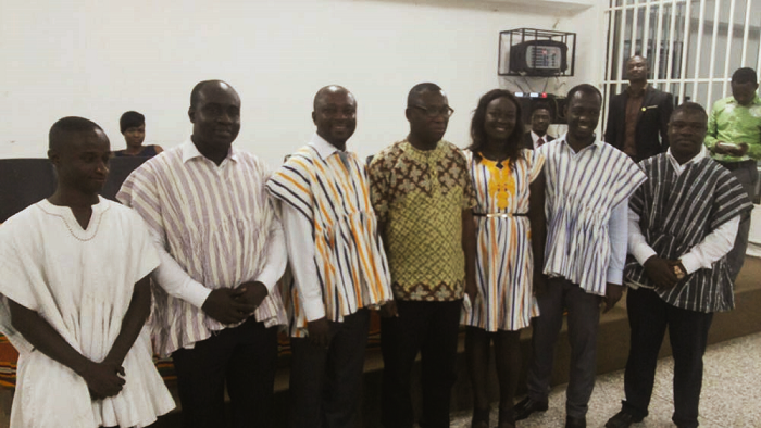 Dr Albert Puni (middle), Dean of the Graduate School of the UPSA, with the new executive members