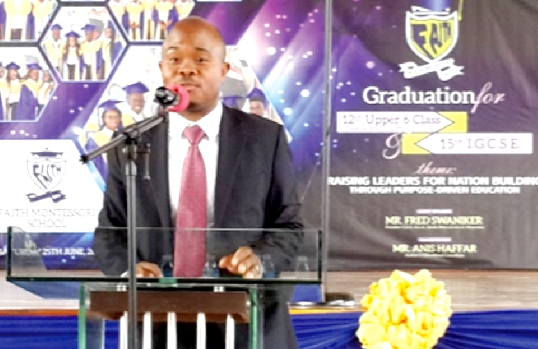 Fred Swaniker speaking at Faith Montessori, Accra.