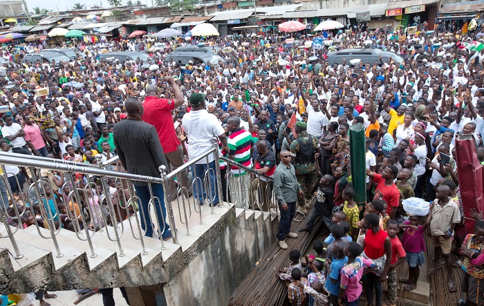 President Mahama addressing the party faithful at Agona Nkwanta