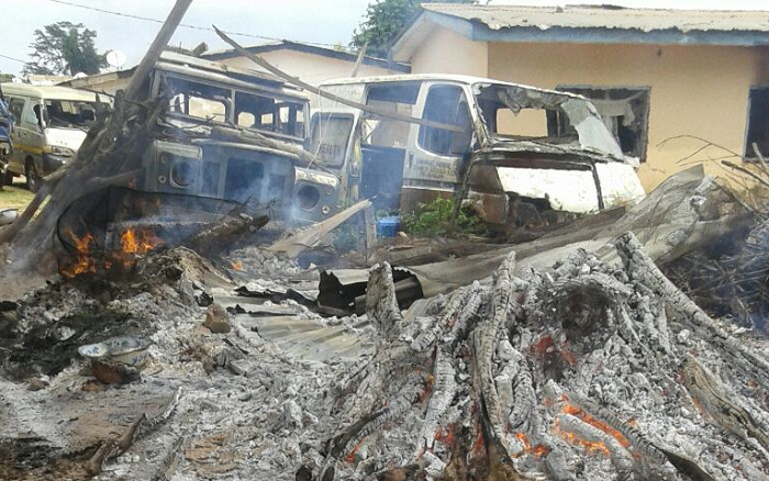  Some vehicles set ablaze by the demonstrators