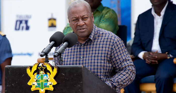  President Mahama  addressing a durbar  to commemorate the flow of first oil from the TEN Fields into the FPSO Prof. John Evans Atta Mills.