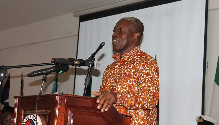  Vice-President Kwesi Amissah-Arthur addressing the graduates. Picture: MAXWELL OCLOO